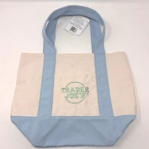 Trader Joe’s Mini Canvas Tote Bag New With Tag Limited Edition Light Blue NWR